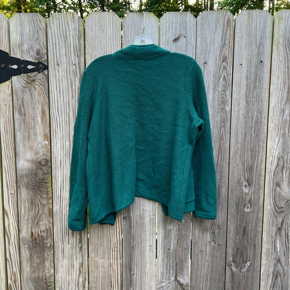TALBOTS Green Double Breasted Cardigan Sweater size Large Petite - Picture 7 of 8
